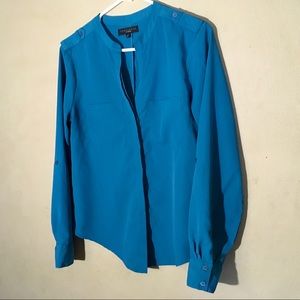 Sanctuary Silky Teal Button Up Blouse, Sz XS